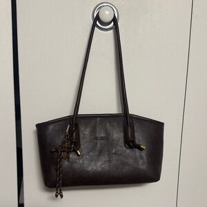 NEVER USED Dark Brown Leather Shoulder Tote with Charm